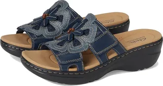 Clarks Merliah 2 Belle Womens Sandals Navy Leather : 8.5 B - Medium, Synthetic