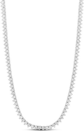 SHYMI Three Prong Round Tennis Necklace in Silver at Nordstrom, Size 16