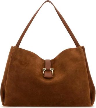 Ferragamo Caramel Suede Shopping Bag