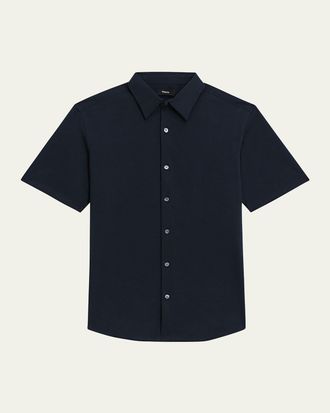 Theory Mens Irving Short Sleeve Shirt in Structure Knit