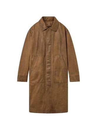 Golden Goose Journey Unisex Trench Coat Phil Waxed Twill Leather Datails
