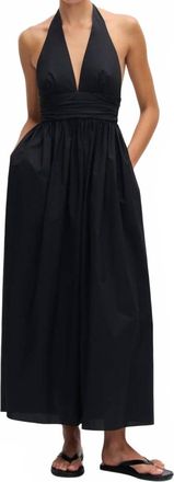 Matteau Plunge Halter Dress In Black