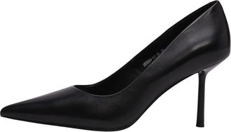 Cesare Gaspari Leren Stiletto Hakken - Dames - Pumps - Zwart - 37 EU - Leer - Schoenen