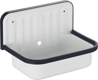 Alape AG plaatstalen uitstortgootsteen 51cm met overloop met zwarte stootrand Glans Wit