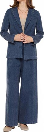 Current Air Cotton Blazer And Wide Pants Set In Vintage Indigo