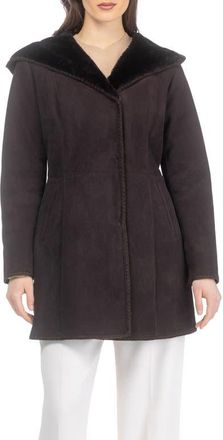 Gorski Genuine Shearling Parka with Emboidered Trim in Dark Brown at Nordstrom, Size X-Small