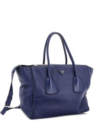 Prada Twin Pocket Leather Large tote bag - Blue