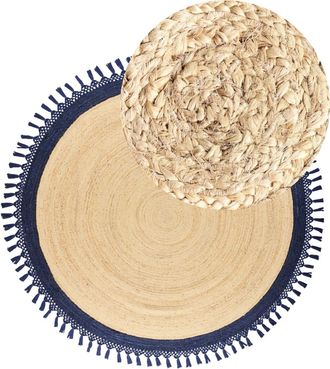 Beliani Alfombra de tejido beige 200x200cm