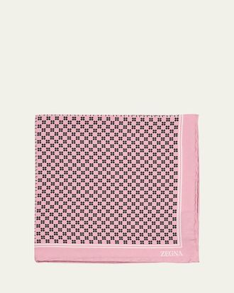 Ermenegildo Zegna Mens Petite Geometric Floral Silk Pocket Square