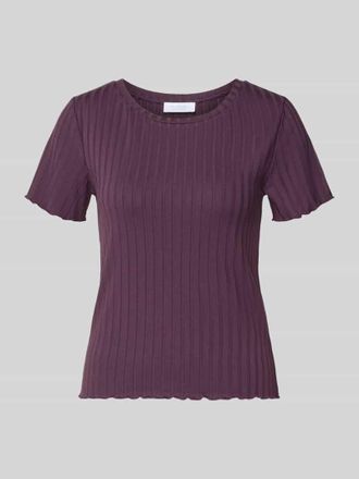 Rich & Royal T-Shirt aus Viskose-Mix mit Muschelsaum in Aubergine, Gr&ouml;&szlig;e XL