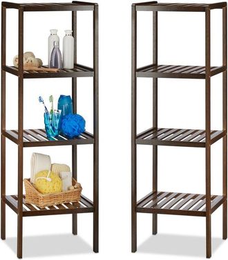 Relaxdays Relaxdays - 2 Estanterías de bambú para baño, 4 estantes, madera, de pie, bambú, para cocina, 110x34,5x33 cm, Marrón Oscuro