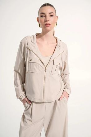Joseph Ribkoff Stretch Woven Hooded Boxy Utility Jacket in Moonstone at Nordstrom, Size X-Small