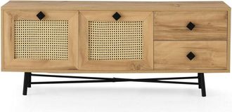 Dmora Mueble de televisi&oacute;n efecto madera roble, negro 140x40 cm