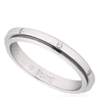 Piaget Possession 18k White Gold.06 CT Diamond Ring, Size 48