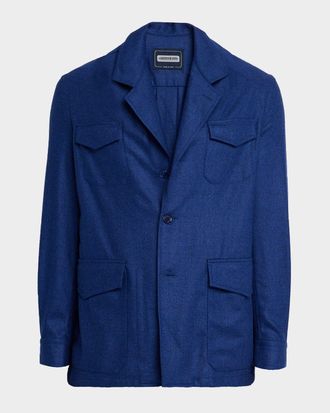 Stefano Ricci Men & apos;s Wool and Silk Flap-Pocket Chore Jacket