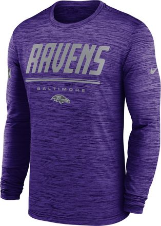 Nike Baltimore Ravens Sideline Team Issue Velocity Nike Mens Dri-FIT NFL Long-Sleeve T-Shirt in Purple | 02EQ52M8G-CH4
