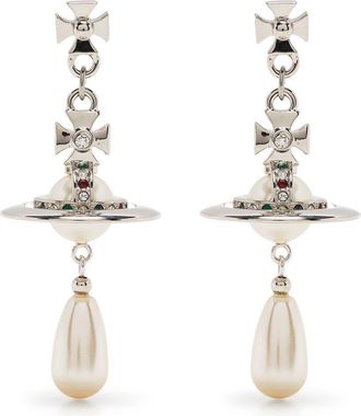 Vivienne Westwood Polished Silver-Tone Drop Earrings with Orb Plaque