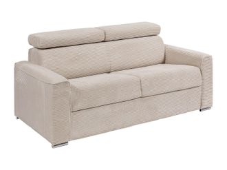 Vente-Unique Sof&aacute; cama de 3 plazas de apertura r&aacute;pida de pana beige - 140 cm de tama&ntilde;o de cama - Colch&oacute;n de 22 cm - VIZIR