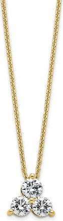 Diamond2Deal 14K Gold 3/4 Ct Lab Grown Diamond 3 Stone Necklace 18 Clarity VS, Color D-E