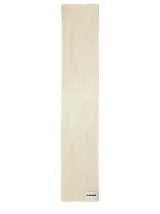 Jil Sander Ribbed Wool Scarf With Subtle Logo Detail