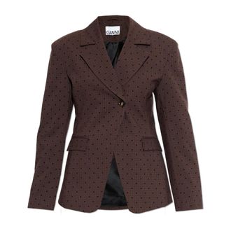 Ganni Dames, Jassen, Bruin, Maat: XS Leer