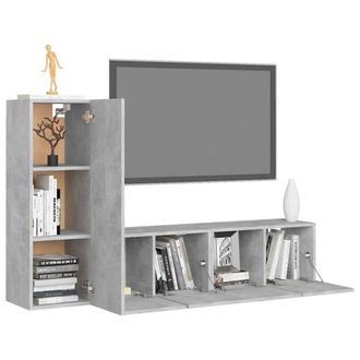 Berkfield Home Practical 3 Piece TV Cabinet Set Concrete Grey Engineered Wood