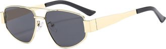 Generic Mens Small Frame Metal Sunglasses Outdoor Driving Sport Sun Glasses(Gold)