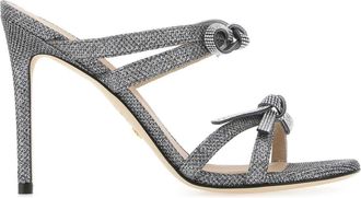 Stuart Weitzman Multicolor Fabric Sw Bow Mules