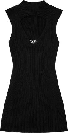 Diesel M-Oloni-Short Ribbed Dress With Keyhole Opening
