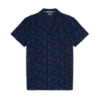 Scotch & Soda Hemd - Heren - Korte mouwen Overhemden - Blauw - M - Overhemden