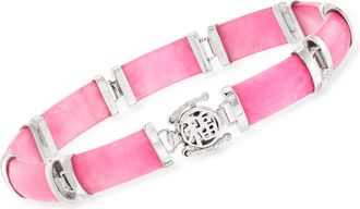 Ross-Simons Pink Jade Good Fortune Bracelet in Sterling Silver