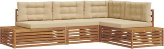 vidaXL 5 Uds. Conjunto De Sof&aacute;s De Exterior Natural Y Beige Vidaxl
