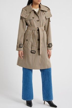 London Fog Water Resistant Belted Trench Coat in Check at Nordstrom, Size X-Large