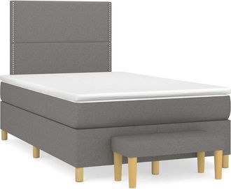 vidaXL Cama Box Spring Con Colch&oacute;n Tela Gris Oscuro 120x190 Cm Vidaxl
