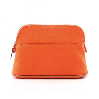 Herm&egrave;s Feu Orange Canvas Leather Pouch (Pre-Owned)