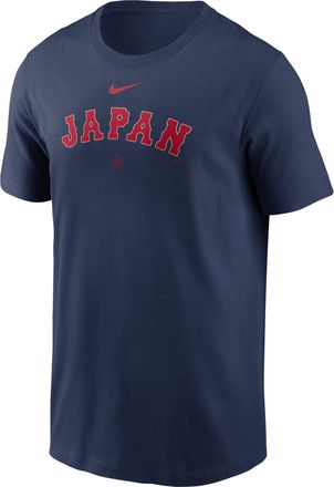 Nike Japan National Baseball Team 2026 World Baseball Classic Wordmark Nike Mens T-Shirt in Blue | N19944BWBJ-NDZ