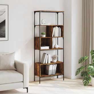Berkfield Home Decorative Bookcase 5-Tier Smoked Oak 76x33x188.5 cm Engineered Wood in Brown