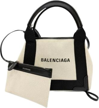 Balenciaga Pre-owned Hippo XS Canvas Schoudertas - Dames - Vintage Shopper - Beige - ONE Size - Leer - Vintage