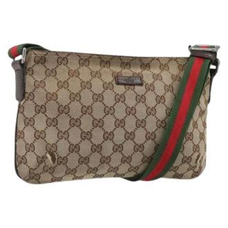 Gucci Pre-owned GG Canvas Shoulder Bag - Dames - Pre-owned - Beige - Maat: ONE Size Leer