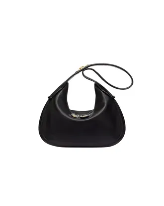 Valentino Garavani Ruffle Hobo Leather Black Leather Bag (Pre-Owned)