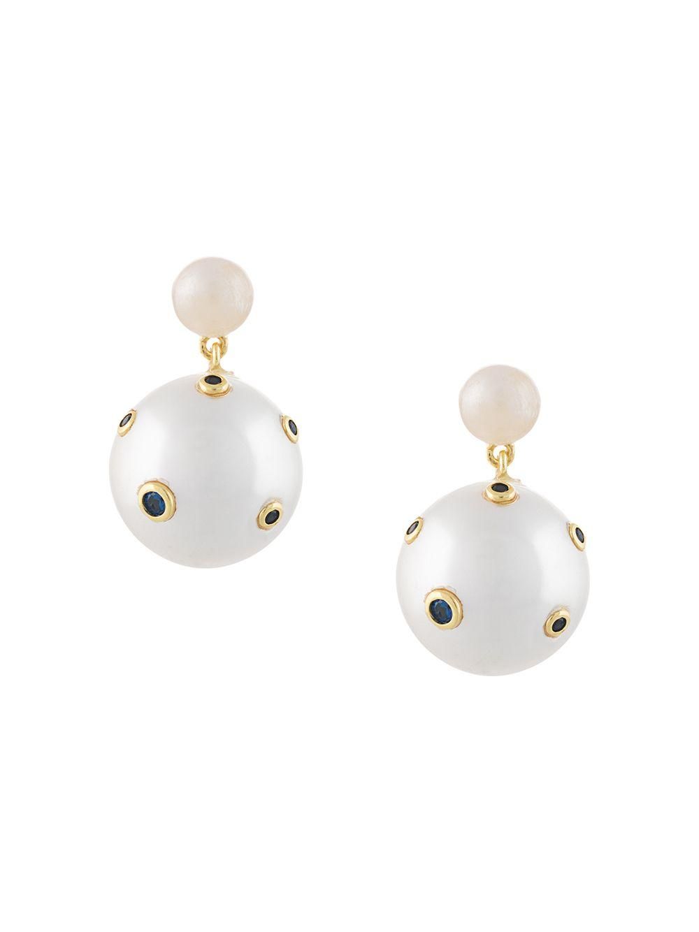 Orecchini Pendenti In Oro Giallo 18k Con Doppia Sfera Satinata 4-5mm, Lunghezza 38mm - Foto 5
