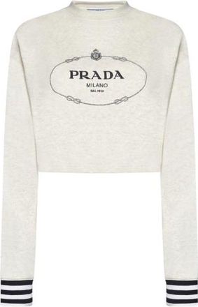 Prada Dove Grey Cropped Sweatshirt Size L