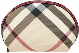 Burberry Beige Multi-Color Red Color Pvc Leather Pouch (Pre-Owned)