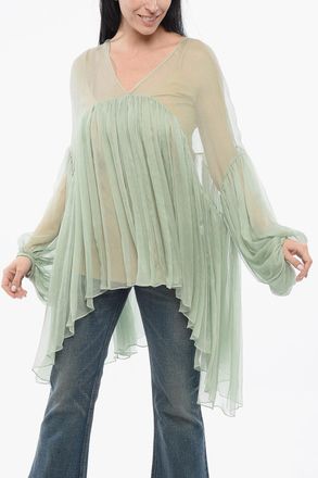 Super Blond Vestito in Chiffon con Dettagli Pliss&eacute; Super Blond