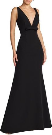 Mac Duggal Sleeveless V Neck Mermaid Gown With Bow in Black at Nordstrom, Size 12