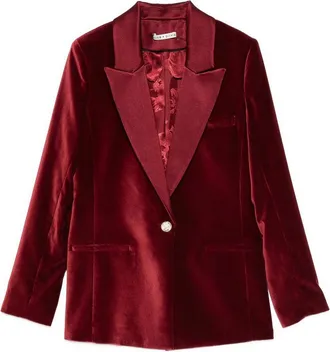 Alice & Olivia Velvet Single-Breasted Jacket
