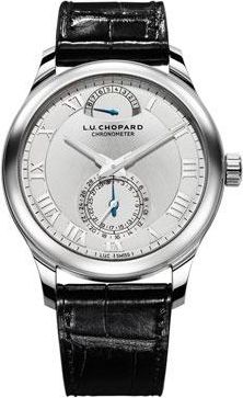 Chopard L.U.C Quattro Silver Dial White Gold Black Leather Mens Watch 161926-1001