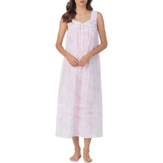 Eileen West Floral Cotton Ballet Nightgown in Rose Print at Nordstrom, Size X-Small