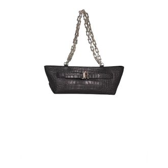 John Richmond Tassen, Dames, Zwart, ONE Size, Leer, Schoudertas met ketting en krokodillenmotief