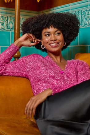 Roman Buttoned Tinsel Knit Cardigan